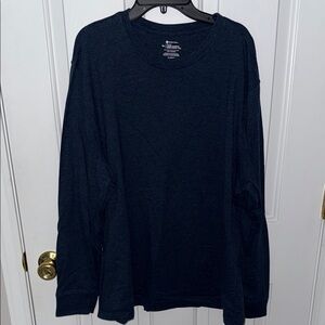 Casual Blue Long Sleeve Crewneck Tee
